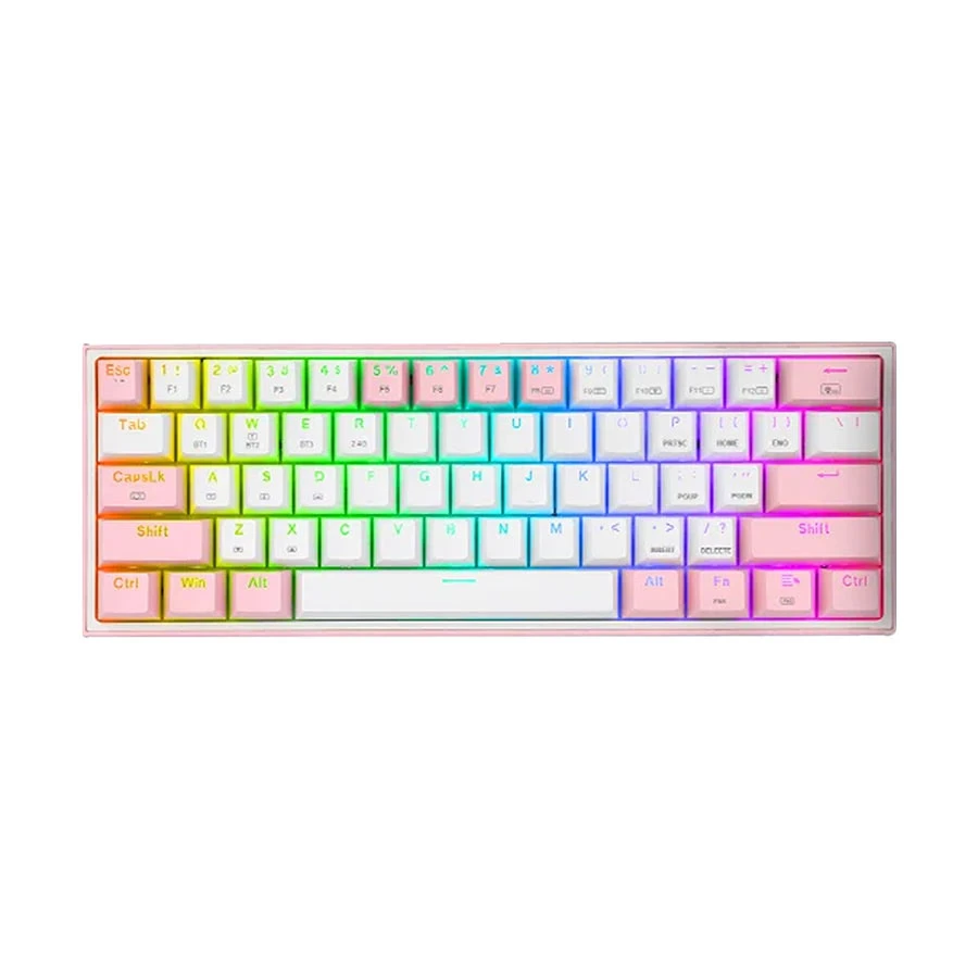 Redragon Fizz Pro K616 Tri Mode RGB Hot Swap (Red Switch) White Pink Mechanical Gaming Keyboard