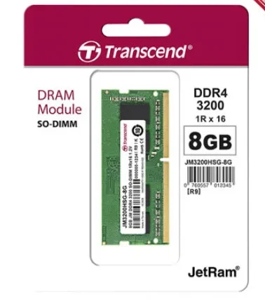 Transcend 8GB JM DDR4 3200Mhz SO-DIMM 1Rx16 1Gx8 CL22 1.2V Laptop RAM