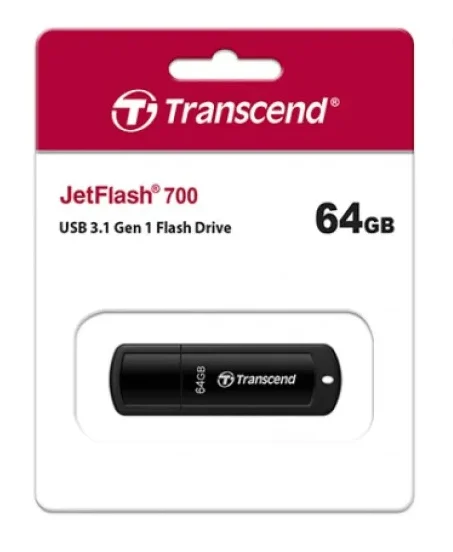 Transcend 64GB JetFlash 700 USB 3.1 Gen 1 Pen Drive Black