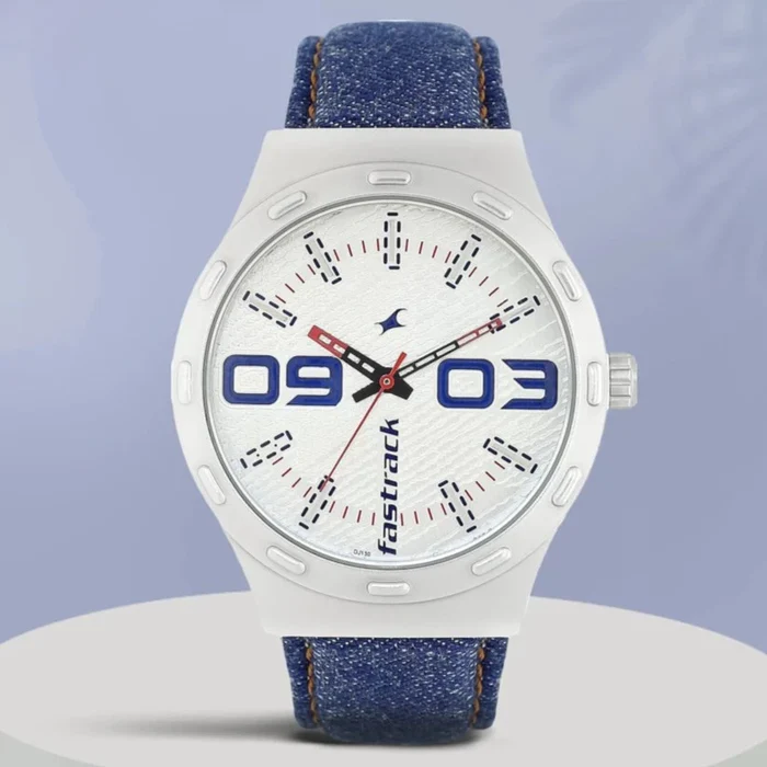 Fastrack Denim Fabric White Dial Analog Watch | NM3183SL01