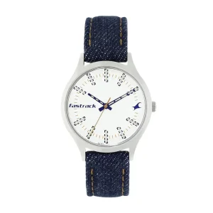 Fastrack Women Fabric Denim Analog White Dial Watch | NP6180SL01