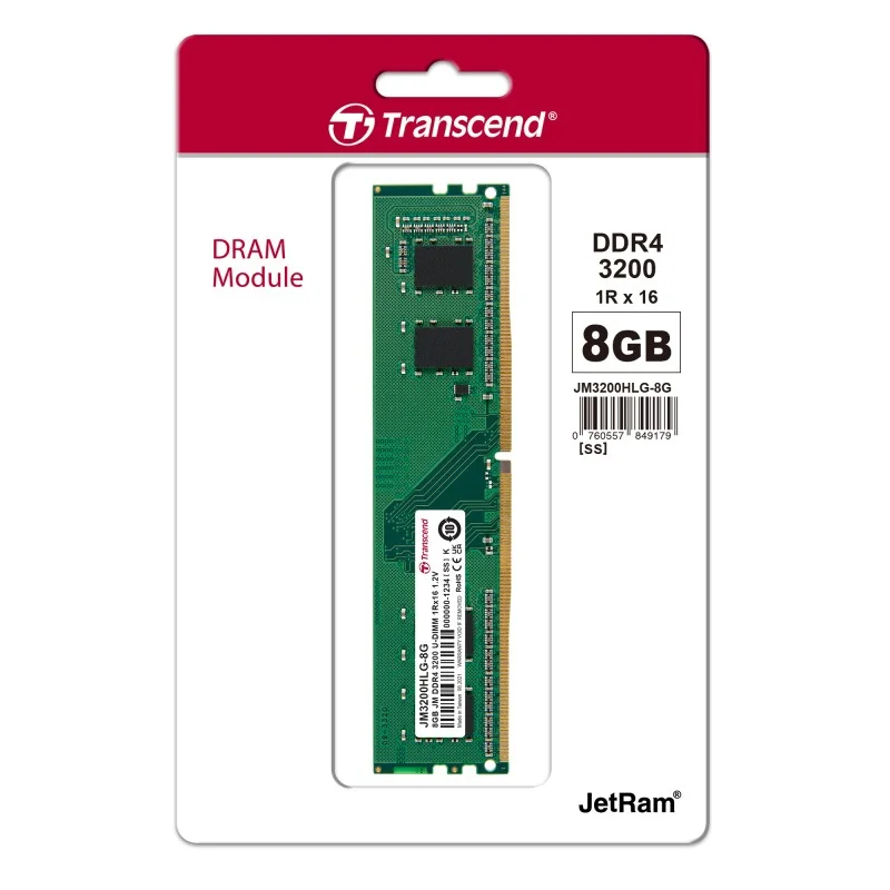 Transcend 8GB JM DDR4 3200Mhz U-DIMM 1Rx16 1Gx8 CL22 1.2V Desktop Ram