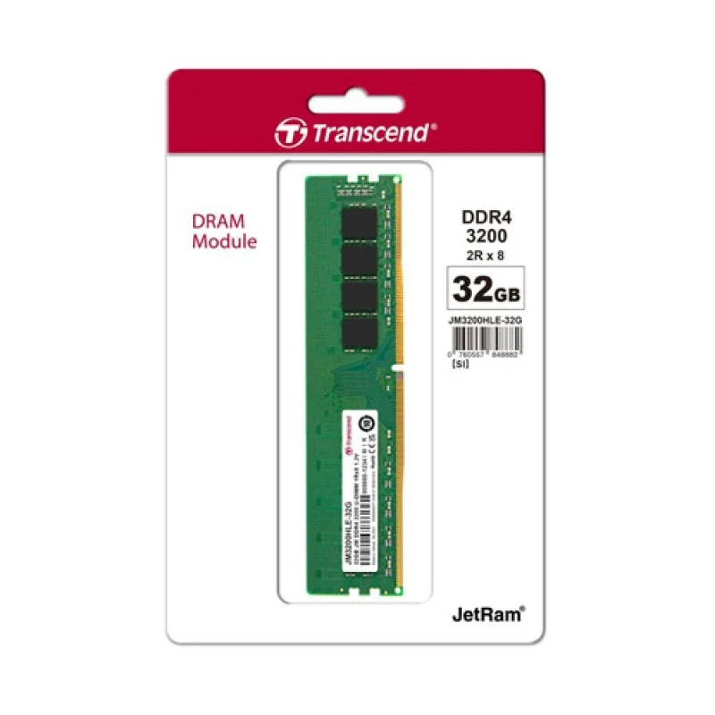 Transcend 32GB JM DDR4 3200Mhz U-DIMM 2Rx8 2Gx8 CL22 1.2V Desktop RAM