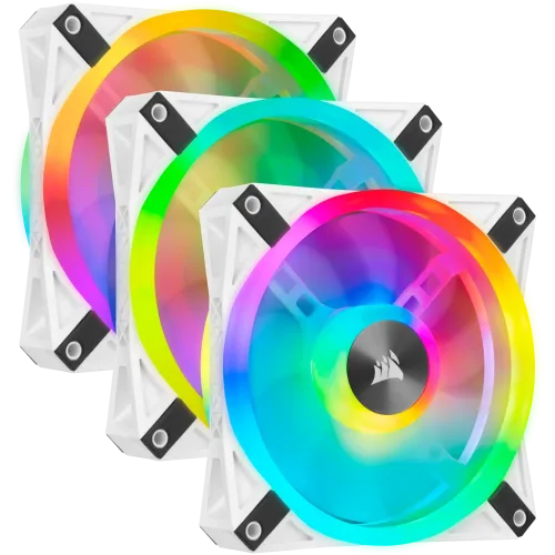 Corsair iCUE QL120 RGB 120mm PWM White Case Fan Triple Fan Kit with Lighting Node CORE