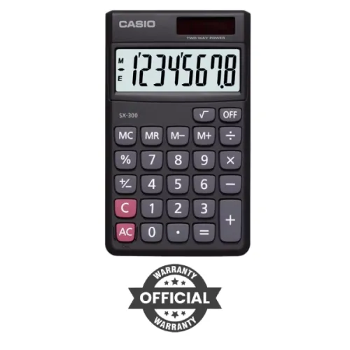 Casio SX-300-W Portable Basic Calculator – Slim, Stylish, and Solar-Powered