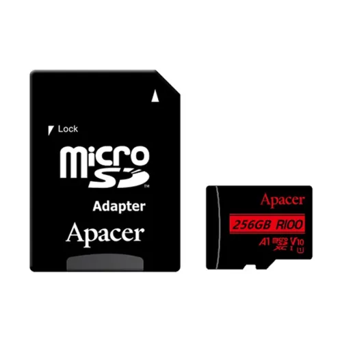 Apacer R100 SDXC/SDHC UHS-I U1 V10 256GB A1 Class 10 Memory Card with Adapter