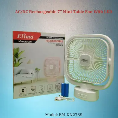 Rechargeable EM-KN278S AC/DC 7 Inch Mini Table Fan With LED