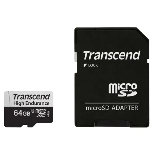 Transcend USD350V U1 64GB High Endurance MicroSD Memory Card with Adapter