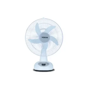 VISION Rechargeable Table Fan 14" White with USB Charger