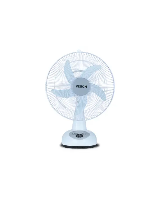 VISION Rechargeable Table Fan 14″ White with USB Charger