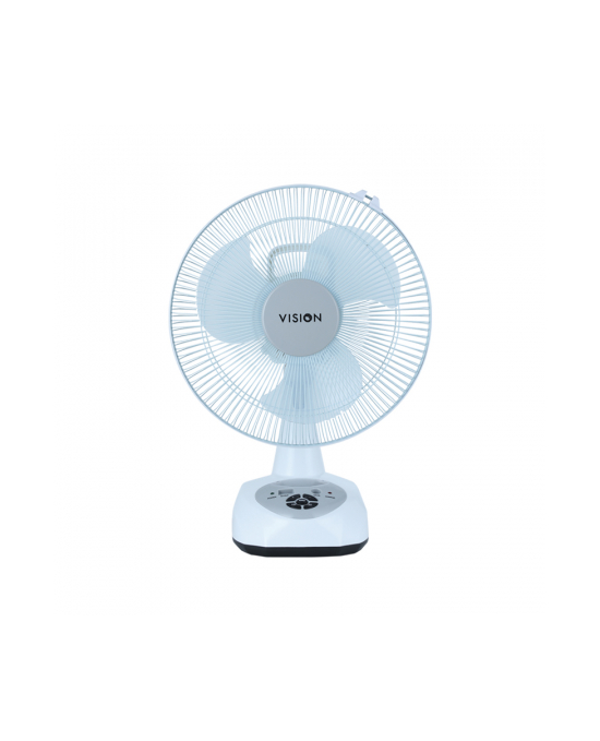 Vision Rechargeable Table Fan 12” (White) with USB Charger