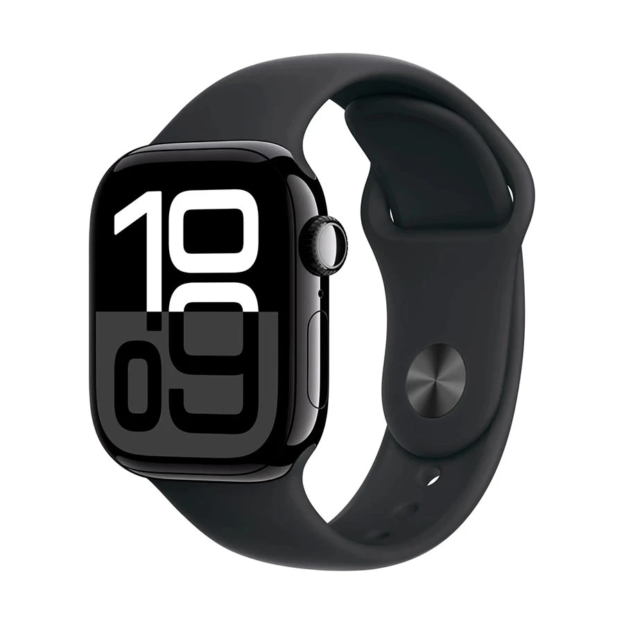 Apple Watch Series 10 42mm (GPS) Jet Black Aluminum Case Smart Watch with Black Sport Small Medium Band