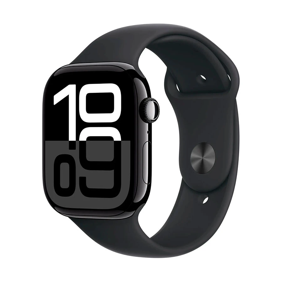 Apple Watch Series 10 46mm (GPS) Jet Black Aluminum Case with Black Sport Medium Large Band