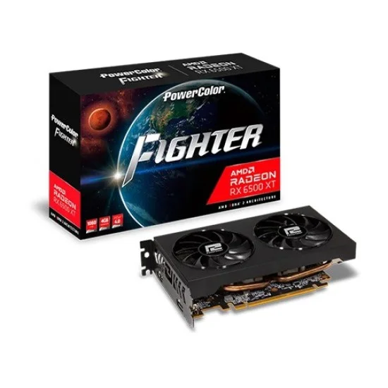 PowerColor Fighter AMD Radeon AXRX 6500XT 4GBD6-DH/OC 4GB GDDR6 Graphics Card