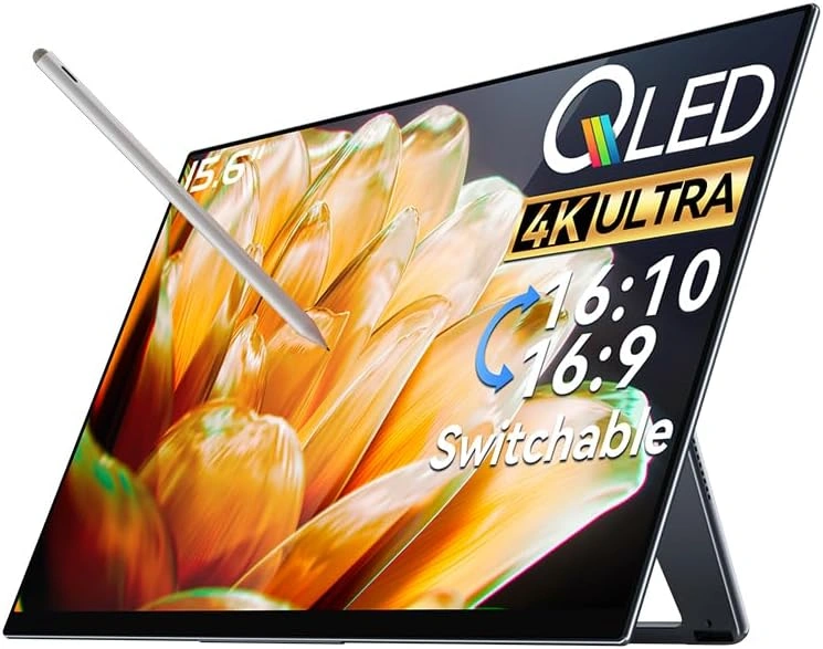 R13 Pro 15.6″ 4K 16:10 Portable Monitor with 3840 x 2400 High Resolution 1000g Lightweight with Screentouch Functionality Gaming Display and Digital Art Work Portable Monitor